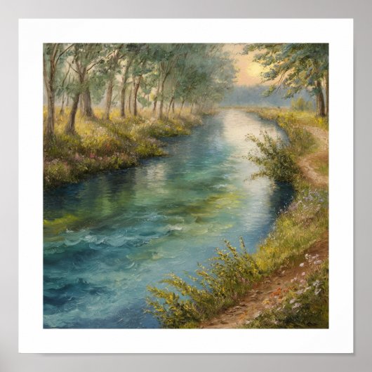 Serene Riverbank Sunset Poster (Vorne)