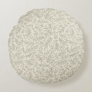 Serene Sage Green Gentle Leaf Whisper Minimalist Rundes Kissen