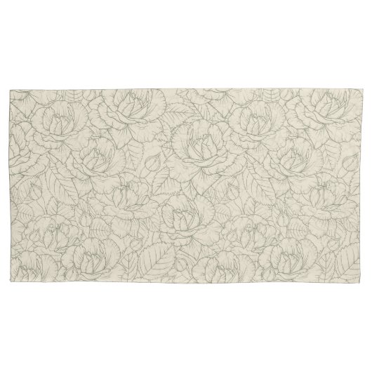 Serene Sage Green | Vintage Blossom Rose Kissenbezug (Vorderseite)