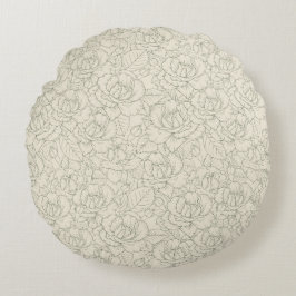Serene Sage Green | Vintage Blossom Rose Rundes Kissen