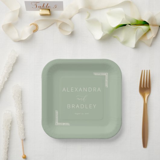 Serene Sage Minimalistische Hochzeit Pappteller (Hochzeit)