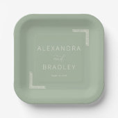 Serene Sage Minimalistische Hochzeit Pappteller (Vorderseite)
