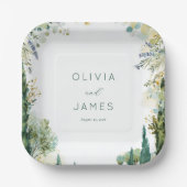 Serene Sage Watercolor Florals Pappteller (Vorderseite)