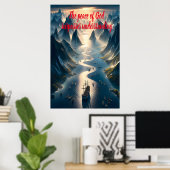 Serene Sail: Boot, Wasser, Berge Poster (Heimbüro)
