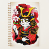 Serene Samurai Cat Cherry For Organization & Goal  Planer (Vorderseite)
