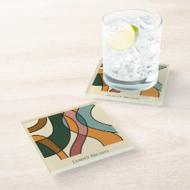 Serene Savanna Gentle Abstract Earthy Family Name Glasuntersetzer