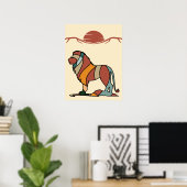 Serene Savanna Kind Lion Abstract Modern Art Poster (Heimbüro)