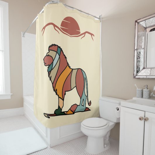 Serene Savanna Kind Lion Abstract Modern Duschvorhang (Beispiel)