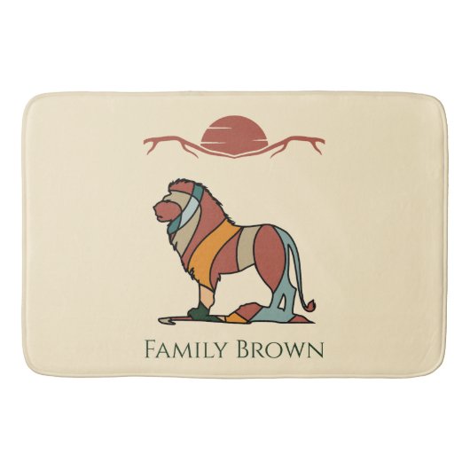 Serene Savanna Kind Lion Custom Name Bath Mat Badematte (Vorderseite)