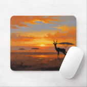 Serene Savannah Sunset – Wildlife Landscape Art Mousepad (Mit Mouse)