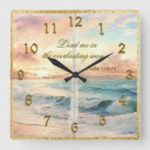Serene Scene Psalms Ocean Sunset Quadratische Wanduhr (Vorderseite)