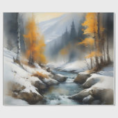 Serene schneebedeckte Flusslandschaft Geschenkpapier (Flach)