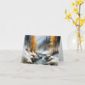 Serene schneebedeckte Flusslandschaft Karte (Gelbe Blume)