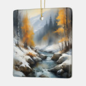 Serene schneebedeckte Flusslandschaft Keramikornament (Links)