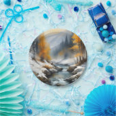 Serene schneebedeckte Flusslandschaft Pappteller (Party)