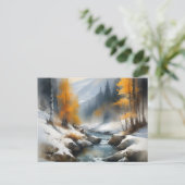 Serene schneebedeckte Flusslandschaft Postkarte (Stehend Vorderseite)