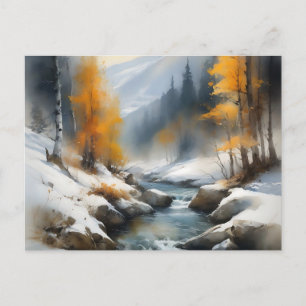 Serene schneebedeckte Flusslandschaft Postkarte