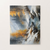 Serene schneebedeckte Flusslandschaft Puzzle (Vertikal)