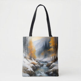 Serene schneebedeckte Flusslandschaft Tasche