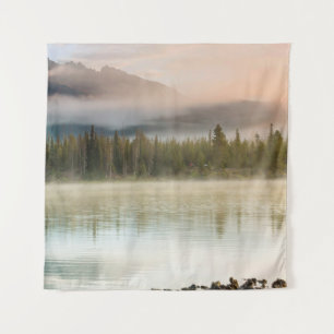 Serene schöner See in den Morgenbergen, Oregon Wandteppich