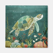Serene Sea Turtle: Unterwasseroase Magnet (Vorne)