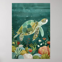 Serene Sea Turtle: Unterwasseroase Poster