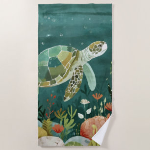Serene Sea Turtle: Unterwasseroase Strandtuch