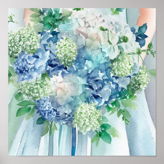 Serene Seafoam, Bridal Cascading Bouquet 1, Poster (Vorne)