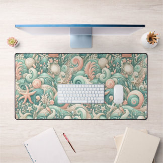 Serene Seashore Wirbel: PastellOcean Whispers Schreibtischunterlage