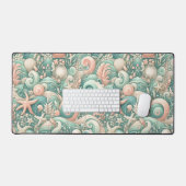 Serene Seashore Wirbel: PastellOcean Whispers Schreibtischunterlage (Tastatur & Maus)