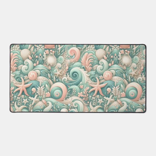 Serene Seashore Wirbel: PastellOcean Whispers Schreibtischunterlage (Vorderseite)