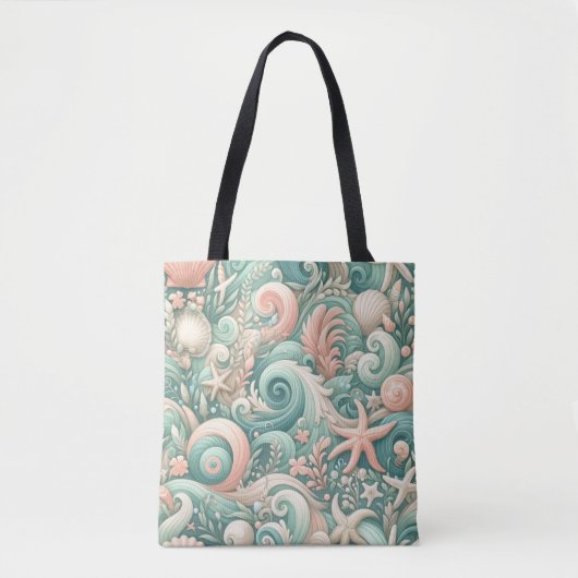 Serene Seashore Wirbel: PastellOcean Whispers Tasche (Vorderseite)