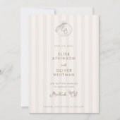 Serene Shell Monogram Küstenstreifen Hochzeit Save The Date (Vorderseite)