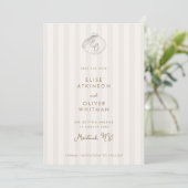 Serene Shell Monogram Küstenstreifen Hochzeit Save The Date (Stehend Vorderseite)