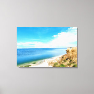 Serene Shoreline and Ocean View Nature Fotografy Leinwanddruck