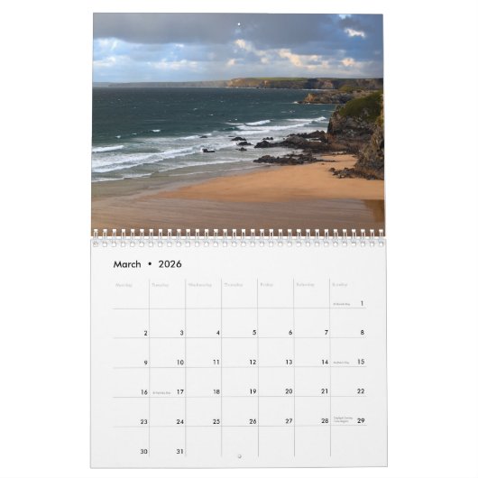 Serene Shores 2025 Kalender zwei Seiten Medium (Mär 2026)