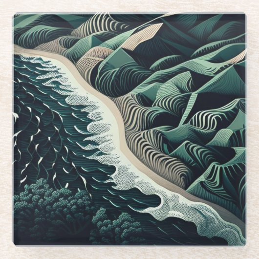 Serene Shores Glasuntersetzer (Vorderseite)