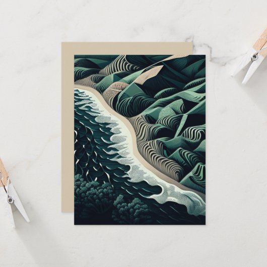 Serene Shores Karte (Vorderseite/Rückseite Beispiel)