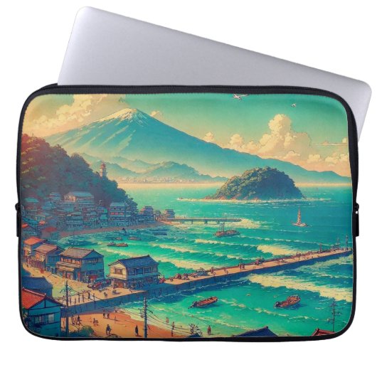 Serene Shores of Fuji Laptopschutzhülle (Vorderseite)