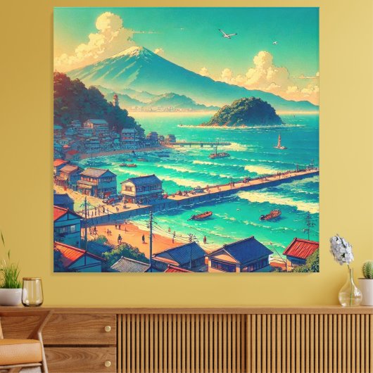 Serene Shores of Fuji Leinwanddruck (Insitu (Wohnzimmer))
