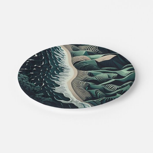 Serene Shores Pappteller (Schrägansicht)