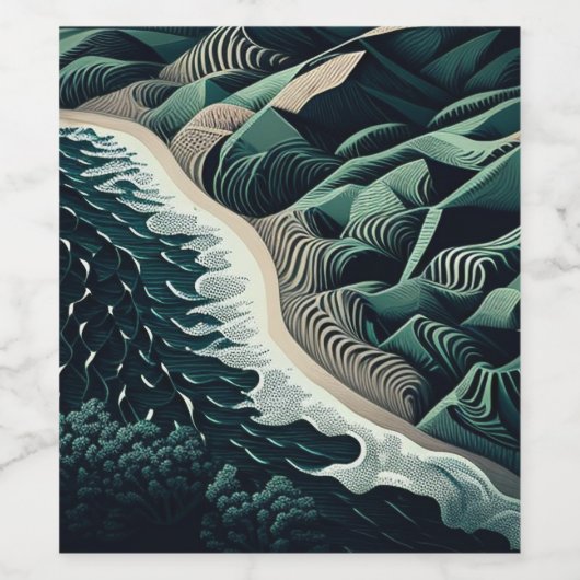 Serene Shores Weinetikett (Einzelnes Label)