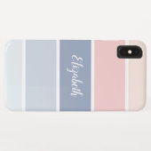 Serene Skies Dusty Blue Blush Stripes Personalisie Case-Mate iPhone Hülle (Rückseite (Horizontal))