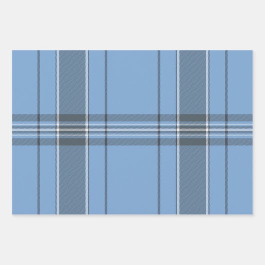 Serene Sky Blue and Slate Winter Tartan Plaid Geschenkpapier Set (Vorderseite)