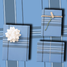 Serene Sky Blue and Slate Winter Tartan Plaid Geschenkpapier Set