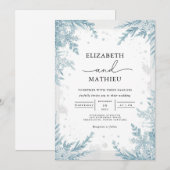 Serene Sky Blue Winter Botanical Wedding Einladung (Vorne/Hinten)