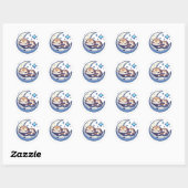 Serene Snake in Crescent Moon Runder Aufkleber (Blatt)