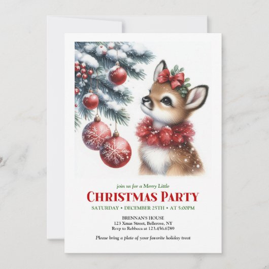 Serene snowy forest Christmas kids invitation  Einladung (Vorderseite)