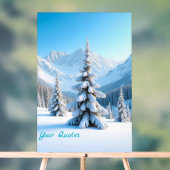 Serene Snowy Mountain Landscape & Winter Pine Tree Acrylschild (Neutral)