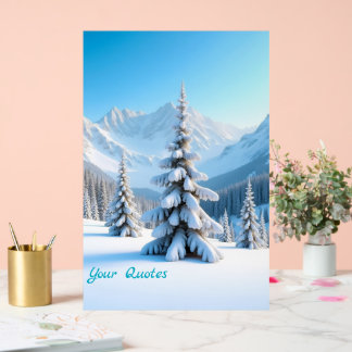 Serene Snowy Mountain Landscape & Winter Pine Tree Acrylschild